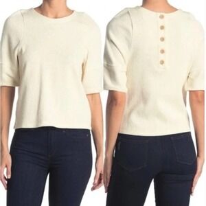 Madewell Ottoman Jacquard Button-Back Top, Size‎ Small